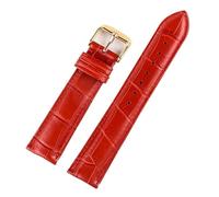 INEOUT Accessorio Orologio Cinturino In Pelle Da Uomo E Da Donna 12 Mm 14 Mm 16 Mm 18 Mm Viola Verde Bianco Rosso Cinturino In Pelle(Red gold buckle,13mm)