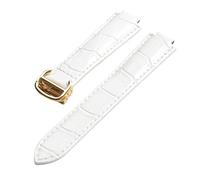 INEOUT Adatto For Serie Con Interfaccia Convessa Compatibile Con Accessori For Orologi Cartier 14 Mm 16 Mm 18 Mm 20 Mm 22 Mm Cinturino In Pelle Con Chiusura Pieghevole(White gold buckle,18x11mm)
