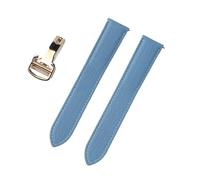 INEOUT Cinturino di ricambio for orologio compatibile con cinturino in vera pelle Tank London da 17 mm, 18 mm, 19 mm, 20 mm, 22 mm(Linen Blue Gold,18)