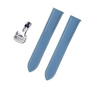 INEOUT Cinturino di ricambio for orologio compatibile con cinturino in vera pelle Tank London da 17 mm, 18 mm, 19 mm, 20 mm, 22 mm(Linen Blue,19)