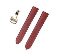 INEOUT Cinturino di ricambio for orologio compatibile con cinturino in vera pelle Tank London da 17 mm, 18 mm, 19 mm, 20 mm, 22 mm(Brick red gold,13)