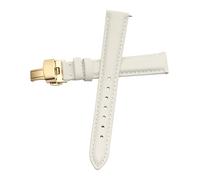 INEOUT Cinturino For Orologio Da Donna In Vera Pelle Con Chiusura A Farfalla Semplice Cinturino For Orologio Senza Grano Bianco 12 13 14 15 16 17 Mm(White-Gold-B1,14mm)