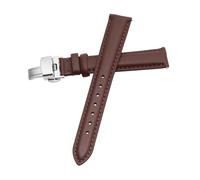 INEOUT Cinturino For Orologio Da Donna In Vera Pelle Con Chiusura A Farfalla Semplice Cinturino For Orologio Senza Grano Bianco 12 13 14 15 16 17 Mm(Brown-Silver-B1,18mm)