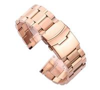 INEOUT Cinturino For Orologio In Acciaio Inossidabile Massiccio Da Donna, Da 18, 20, 22, 24 Mm, Argento, Nero, Oro Rosa, Spazzolato, Accessori(Rose Gold,24mm)