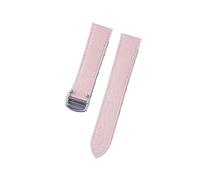 INEOUT Cinturino for orologio in pelle di coccodrillo compatibile con Tank London Solo cinturino for orologio da uomo e donna in pelle 16mm 17mm 18mm 19mm 20mm(Pink silver buckle,13)