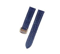 INEOUT Cinturino for orologio in pelle di coccodrillo compatibile con Tank London Solo cinturino for orologio da uomo e donna in pelle 16mm 17mm 18mm 19mm 20mm(Royal blue gold,17)