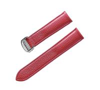 INEOUT Cinturino For Orologio In Pelle Litchi Soft Da Uomo E Da Donna, Compatibile Con Gli Accessori Tank London(Red silver buckle,18mm)