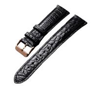 INEOUT Cinturino In Pelle Di Alligatore 18 19 20 21 22MM Bracciale Da Uomo Vintage Morbido Con Motivo Marrone Nero.(A Rose gold clasp,18mm)