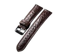 INEOUT Cinturino In Pelle Di Alligatore 18 19 20 21 22MM Bracciale Da Uomo Vintage Morbido Con Motivo Marrone Nero.(B Silver buckle,22mm)