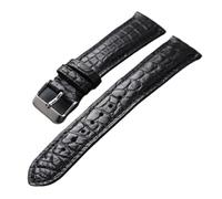 INEOUT Cinturino In Pelle Di Alligatore 18 19 20 21 22MM Bracciale Da Uomo Vintage Morbido Con Motivo Marrone Nero.(A Silver buckle,22mm)