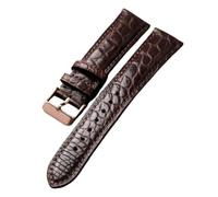 INEOUT Cinturino In Pelle Di Alligatore 18 19 20 21 22MM Bracciale Da Uomo Vintage Morbido Con Motivo Marrone Nero.(B Rose gold clasp,18mm)