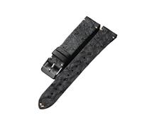 INEOUT Cinturino In Pelle Di Struzzo 18 19 20 21 22MM Bracciale In Pelle Stile Vintage Con Cinturino Morbido Da Uomo Nero(Silver Buckle,21mm)