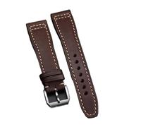 INEOUT Cinturino In Pelle Fatto A Mano For Pelle Bovina A Strati 20 21 22MM Cinturino Vintage Da Uomo Nero Marrone Adatto Compatibile Con Pilot Mark 15 16(Brown,22mm)