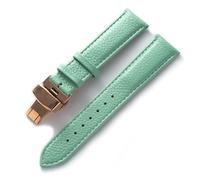 INEOUT Cinturino In Pelle Litchi Grana Pelle Fibbia A Farfalla 14 16 18 20 22 Mm Cinturino Nero Marrone Blu Accessori For Orologi(Light blue rose,20mm)