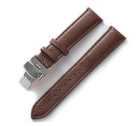 INEOUT Cinturino In Pelle Litchi Grana Pelle Fibbia A Farfalla 14 16 18 20 22 Mm Cinturino Nero Marrone Blu Accessori For Orologi(Dark brown,21mm)