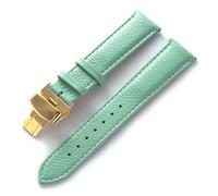 INEOUT Cinturino In Pelle Litchi Grana Pelle Fibbia A Farfalla 14 16 18 20 22 Mm Cinturino Nero Marrone Blu Accessori For Orologi(Light blue gold,13mm)
