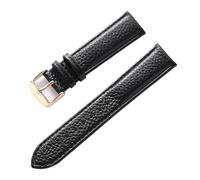 INEOUT Cinturino In Vera Pelle Da Donna In Morbida Pelle Di Litchi Cinturino In Pelle Di Vacchetta Cinturino For Orologio Da Uomo Impermeabile 14 16 18mm Accessori For Catena Di Orologi(Black rose buc