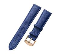INEOUT Cinturino In Vera Pelle Da Donna In Morbida Pelle Di Litchi Cinturino In Pelle Di Vacchetta Cinturino For Orologio Da Uomo Impermeabile 14 16 18mm Accessori For Catena Di Orologi(Blue rose buck