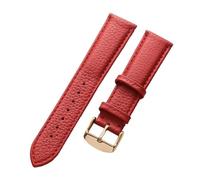 INEOUT Cinturino In Vera Pelle Da Donna In Morbida Pelle Di Litchi Cinturino In Pelle Di Vacchetta Cinturino For Orologio Da Uomo Impermeabile 14 16 18mm Accessori For Catena Di Orologi(Red rose buckl