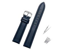 INEOUT Genuine Pelle Blue Watcband Compatibile con Citizen Rossini Watchband 14mm 16mm 18mm 19mm 20mm 21mm 22mm 23mm Cinturino in Pelle di Cuoio Cinturino(Flat Blue Silver,19mm)