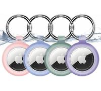 Inesore Case for Apple AirTag Holder, Transparent Waterproof Keychain & Carbon Fibre Look for Air Tag, Scratch Resistant Luggage Tag and Keychain (Fresh Tone)