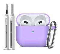Inesore Compatible with Airpods 3rd Case Cover, Silicone Protective Case for Apple AirPods 3rd Generation with Keychain and Cleaner Pen, for Women Men (Purple)