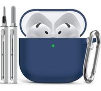 Inesore Compatible with Airpods 4 Case Cover,Silicone Protective Case for Apple Airpods 4 Active Noise Cancellation, Support Wireless Charging and Front LED Visible, with Cleaner Pen,NavyBlue