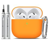 Inesore Compatible with Airpods 4 Case Cover,Silicone Protective Case for Apple Airpods 4 Active Noise Cancellation, Support Wireless Charging and Front LED Visible, with Cleaner Pen,Orange