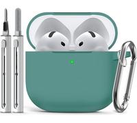 Inesore Compatible with Airpods 4 Case Cover,Silicone Protective Case for Apple Airpods 4 Active Noise Cancellation, Support Wireless Charging and Front LED Visible, with Cleaner Pen,Green