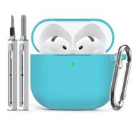 Inesore Compatible with Airpods 4 Case Cover,Silicone Protective Case for Apple Airpods 4 Active Noise Cancellation, Support Wireless Charging and Front LED Visible, with Cleaner Pen,Methylene Blue