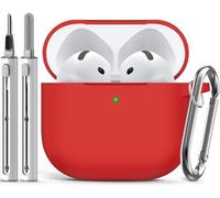 Inesore Compatible with Airpods 4 Case Cover,Silicone Protective Case for Apple Airpods 4 Active Noise Cancellation, Support Wireless Charging and Front LED Visible, with Cleaner Pen,Red