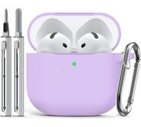 Inesore Compatible with Airpods 4 Case Cover,Silicone Protective Case for Apple Airpods 4 Active Noise Cancellation, Support Wireless Charging and Front LED Visible, with Cleaner Pen,Purple