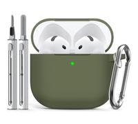 Inesore Compatible with Airpods 4 Case Cover,Silicone Protective Case for Apple Airpods 4 Active Noise Cancellation, Support Wireless Charging and Front LED Visible, with Cleaner Pen,Forest Green