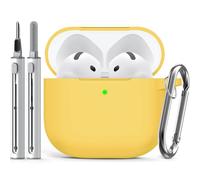 Inesore Compatible with Airpods 4 Case Cover,Silicone Protective Case for Apple Airpods 4 Active Noise Cancellation, Support Wireless Charging and Front LED Visible, with Cleaner Pen,Yellow