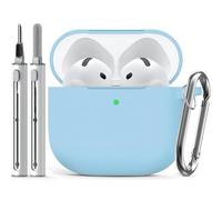 Inesore Compatible with AirPods 4 Case - Light Blue | Silicone Protective Case Cover for Apple Air Pod 4 (2024/ANC), Unisex Design, with Cleaning Kit
