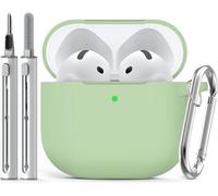Inesore Compatible with AirPods 4 Case - Light Green-A | Silicone Protective Case Cover for Apple Air Pod 4 (2024/ANC), Unisex Design, with Cleaning Kit