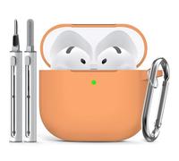 Inesore Compatible with Airpods 4 Cases Cover,Silicone Protective Case for Apple Airpods 4 Active Noise Cancellation, Support Wireless Charging and Front LED Visible, with Cleaner Pen, Salmon