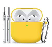 Inesore Compatible with AirPods 5/4 Case- Yellow | Silicone Protective Case Cover for AirPods 5/4 (2026/2024) (USB-C), Unisex Design, with Cleaning Kit