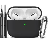Inesore Compatible with Airpods Pro 2 Custodia Cover,Silicone Protective Case for Apple Airpods Pro 2nd/1st Generation Charging Case with Keychain and Cleaner Pen,for Women Men-Black