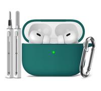 Inesore Compatible with Airpods Pro 2nd/1st Cases Cover,Silicone Protective Case for Apple Airpods Pro 2nd/1st Generation Charging Case with Keychain and Cleaner Pen,for Women Men(Deep Green)