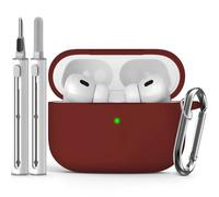 Inesore Compatible with Airpods Pro 2nd/1st Cases Cover, Silicone Protective Case for Apple Airpods Pro 2nd/1st Generation Charging Case with Keychain and Cleaner Pen, (wine red)