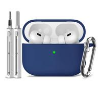 Inesore Compatible with Airpods Pro 2nd/1st Cases Cover,Silicone Protective Case for Apple Airpods Pro 2nd/1st Generation Charging Case with Keychain and Cleaner Pen,for Women Men(Navy Blue)