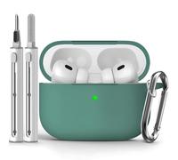 Inesore Compatible with Airpods Pro 2nd/1st Cases Cover,Silicone Protective Case for Apple Airpods Pro 2nd/1st Generation Charging Case with Keychain and Cleaner Pen,for Women Men (Pine Green)