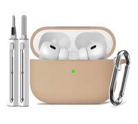 Inesore Compatible with Airpods Pro 2nd/1st Cases Cover,Silicone Protective Case for Apple Airpods Pro 2nd/1st Generation Charging Case with Keychain and Cleaner Pen,for Women Men(Light Brown)