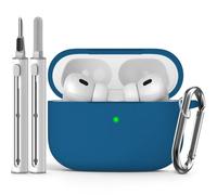 Inesore Compatible with Airpods Pro 2nd/1st Cases Cover,Silicone Protective Case for Apple Airpods Pro 2nd/1st Generation Charging Case with Keychain and Cleaner Pen,for Women Men (Lake Blue)