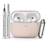 Inesore Compatible with Airpods Pro 2nd/1st Cases Cover,Silicone Protective Case for Apple Airpods Pro 2nd/1st Generation Charging Case with Keychain and Cleaner Pen,for Women Men (Milk Tea)