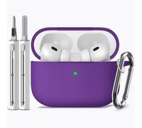 Inesore Compatible with Airpods Pro 2nd/1st Cases Cover,Silicone Protective Case for Apple Airpods Pro 2nd/1st Generation Charging Case with Keychain and Cleaner Pen,for Women Men(Deep Purple)