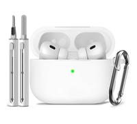 Inesore Compatible with Airpods Pro 2nd/1st Cases Cover,Silicone Protective Case for Apple Airpods Pro 2nd/1st Generation Charging Case with Keychain and Cleaner Pen,for Women Men(White)