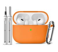 Inesore Compatible with Airpods Pro 2nd/1st Cases Cover,Silicone Protective Case for Apple Airpods Pro 2nd/1st Generation Charging Case with Keychain and Cleaner Pen,for Women Men(Orange)