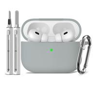 Inesore Compatible with Airpods Pro 2nd/1st Cover,Silicone Protective Case for Apple Airpods Pro 2nd/1st Generation Charging Case with Keychain and Cleaner Pen,for Women Men(Light Grey)